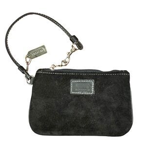 Authentic Coach Women's Genuine Leather Black Suede Wristlet